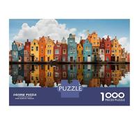 Puzzle Per Adolescenti Da 1000 Pezzi Colorful Houses Reflection Puzzle Per Adolescenti Giochi Rilassanti Regali Per Donne Regali Per Amici E Familiari 70x50cm/1000pcs