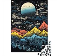 Puzzle Per Adolescenti Da 1000 Pezzi Colorful Mountain Night Sky Art Print Puzzle Per Adulti Giochi Rilassanti Sfida Difficile Interazione Genitore-figlio 52x38cm/1000pcs