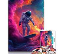 Puzzle per adolescenti da 1000 pezzi con astronauti che fanno surf nello spazio,giocattoli educativi per imparare,attività divertenti da fare a casa,regalo di compleanno,regali da viaggio (75x50cm)