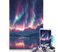 Puzzle per adolescenti da 1000 pezzi con aurora boreale, montagna e luci del nord, giocattolo antistress, gara di velocità manuale, per migliorare l'amore tra le coppie, 38x26cm