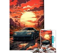 Puzzle per adolescenti da 1000 pezzi con auto su strada al tramonto Attività divertenti da fare a casa ma anche un gioco divertente e umoristico per tutta la famiglia adatto a ragazzi