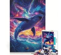 Puzzle per adolescenti da 1000 pezzi con balena che salta nello spazio gioco per famiglie assemblaggio di modelli per rafforzare l'amore tra le coppie 38x26cm