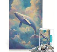 Puzzle per adolescenti da 1000 pezzi con balena nel cielo gioco per famiglie assemblaggio per rafforzare l'amore tra le coppie 38x52cm