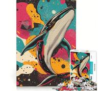 Puzzle per adolescenti da 1000 pezzi con balena nello spazio gioco per famiglie assemblaggio di modelli per rafforzare l'amore tra le coppie 38x26cm