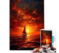 Puzzle per adolescenti da 1000 pezzi con barca a vela al tramonto sull'oceano Gioco rompicapo per adulti ideale come regalo per donne o per tutta la famiglia (dimensioni 38x52cm)