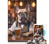Puzzle per adolescenti da 1000 pezzi con bulldog francese al pub Giochi rilassanti per genitori e figli Gioco interattivo unico e stimolante 38x26cm