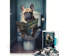 Puzzle per adolescenti da 1000 pezzi con bulldog francese in bagno gioco rilassante per genitori e figli sfida unica 38x26cm