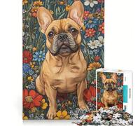 Puzzle per adolescenti da 1000 pezzi con bulldog francese in un giardino Giochi rilassanti per genitori e figli gioco interattivo unico e stimolante 38x26cm