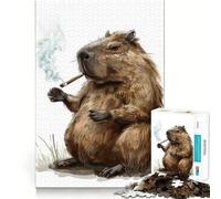 Puzzle per adolescenti da 1000 pezzi con capibara,cannabis,fumo,pezzi a incastro,logica,gioco divertente e tranquillo,gioco artistico per compleanno (38x26cm)