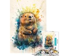 Puzzle per adolescenti da 1000 pezzi con castoro e disegno ad acquerello sfida educativa regalo per donne gioco educativo per ragazzi dai 14 anni in su (50x75cm)