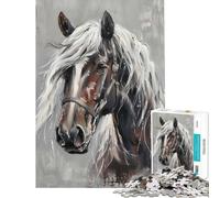 Puzzle per adolescenti da 1000 pezzi con cavallo e dipinto triste gioco pratico di assemblaggio regalo per amici e familiari (dimensioni 38x52cm)