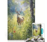 Puzzle per adolescenti da 1000 pezzi con cervo dalla coda bianca antistress sfida impegnativa per rafforzare l'amore tra le coppie 38x26cm