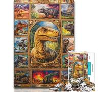 Puzzle per adolescenti da 1000 pezzi con collage di dinosauri, antistress, per trascorrere il tempo libero a casa, lista dei desideri con Babbo Natale (38x26cm)