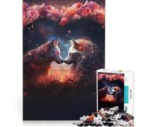 Puzzle per adolescenti da 1000 pezzi con coppia di lupi innamorati giocattolo antistress sfida impegnativa per rafforzare l'amore tra le coppie 38x52cm