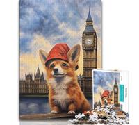 Puzzle per adolescenti da 1000 pezzi con Corgi sotto il Big Ben, puzzle per adulti, Relax Games, ideale come regalo per tutta la famiglia (dimensioni 38x26cm)