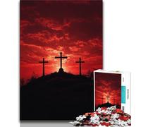 Puzzle per adolescenti da 1000 pezzi con croce al tramonto, puzzle per adolescenti, apprendimento educativo, ideale come regalo per tutta la famiglia (dimensioni 75x50cm)
