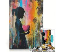 Puzzle per adolescenti da 1000 pezzi con cuore graffiti e street art gioco impossibile divertente antistress ideale come regalo 38x26cm