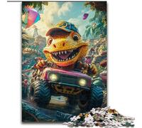 Puzzle per adolescenti da 1000 pezzi con dinosauro alla guida di un'auto,giocattoli da gioco,ogni pezzo è unico - Gioco divertente e stimolante per tutta la famiglia,adatto a bambini dai 14 anni