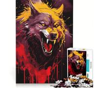 Puzzle per adolescenti da 1000 pezzi con dipinto di un lupo arrabbiato, giochi per famiglie, assemblaggio di figure, per rafforzare l'amore tra le coppie 38x26cm
