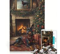 Puzzle per adolescenti da 1000 pezzi con Doberman in maglione festivo gioco impossibile divertente antistress ideale come regalo 38x26cm