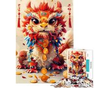 Puzzle per adolescenti da 1000 pezzi con drago cinese stilizzato gioco pratico per adulti ideale come regalo per donne o per tutta la famiglia (dimensioni 38x26cm)