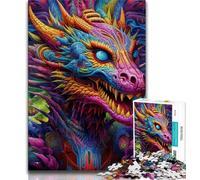 Puzzle per adolescenti da 1000 pezzi con drago psichedelico puzzle per adulti per ammazzare il tempo durante le vacanze con pezzi completamente interconnessi e di forma casuale 26x38cm