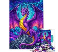 Puzzle per adolescenti da 1000 pezzi con drago viola sulla cima di una montagna rompicapo per ragazzi gioco stimolante regalo per donne difficile e stimolante (dimensioni 38x26cm)