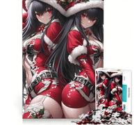 Puzzle per adolescenti da 1000 pezzi con due ragazze di Babbo Natale ragazza anime Waifu giocattolo decorativo da parete passatempo per le vacanze regalo di compleanno regalo di viaggio 50x75cm