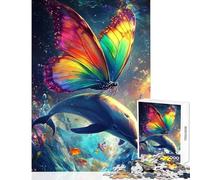 Puzzle per adolescenti da 1000 pezzi con farfalla arcobaleno e delfino giocattolo educativo ottimo regalo per giochi educativi interessante riduzione dello stress (dimensioni 38x26cm)