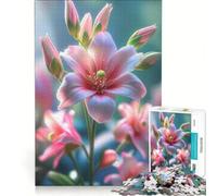 Puzzle per adolescenti da 1000 pezzi con fiore di giglio rosa in primo piano antistress sfida impegnativa rafforza l'amore tra le coppie 38x26cm