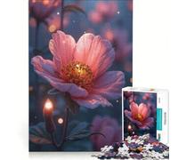 Puzzle per adolescenti da 1000 pezzi con fiore rosa fluorescente, antistress, sfida impegnativa, per rafforzare l'amore tra le coppie 38x52cm