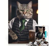 Puzzle per adolescenti da 1000 pezzi con gatto American Shorthair, pub, giochi per famiglie, assemblaggio di modelli, rafforza l'amore tra le coppie 38x26cm