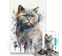 Puzzle per adolescenti da 1000 pezzi con gatto British Shorthair dai bordi perfettiGioco divertente e stimolante,ideale per momenti di relax e divertimento natalizio (50x75cm)