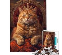 Puzzle per adolescenti da 1000 pezzi con gatto regina corona e trono Difficile e stimolante donne Giochi divertenti per ragazzi dai 14 anni in su (38x52cm)