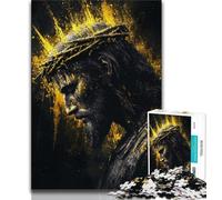 Puzzle per adolescenti da 1000 pezzi con Gesù dorato, puzzle per adolescenti, antistress, sfida difficile, regali di Babbo Natale segreto (dimensioni 38x26cm)