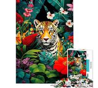 Puzzle per adolescenti da 1000 pezzi con giaguaro e paesaggio della giungla gioco rompicapo per adulti ideale come regalo per donne o per tutta la famiglia (dimensioni 38x26cm)