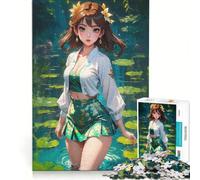 Puzzle per adolescenti da 1000 pezzi con gigli e una bella ragazza bruna gioco per tutta la famiglia attività divertenti da fare a casa regalo di compleanno regalo di viaggio 38x52cm