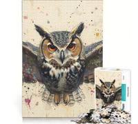 Puzzle per adolescenti da 1000 pezzi con gufo dai colori pastello gioco rilassante per genitori e figli sfida unica 38x26cm
