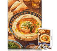 Puzzle per adolescenti da 1000 pezzi con hummus e pane pita, natura morta, analisi pratica del gioco e logica, regalo per compleanni, dimensioni 50x75cm