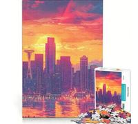 Puzzle per adolescenti da 1000 pezzi con il panorama del tramonto di Seattle gioco rompicapo attività divertenti da fare a casa regalo per donne 38x26cm