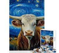Puzzle per adolescenti da 1000 pezzi con il tema del bufalo e delle stelle di Van Gogh gioco interattivo difficile antistress per rafforzare l'amore tra le coppie (38x52cm)