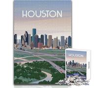 Puzzle per adolescenti da 1000 pezzi con illustrazione dello skyline di Houston, gioco educativo per famiglie, migliora la memoria, regali di Babbo Natale segreto, dimensioni 38x52cm