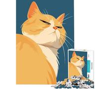 Puzzle per adolescenti da 1000 pezzi con illustrazione di un gatto arancione molto critico Divertente carino e impossibile da giocare Giocattolo educativo Ottimo per gli amanti dei giochi antistress