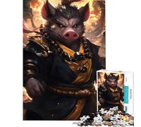 Puzzle per adolescenti da 1000 pezzi con illustrazione di un maiale e un monaco Aiuta a stimolare la mente ideale per la decorazione della casa giochi rilassanti e adatti a persone dai 14 anni in su