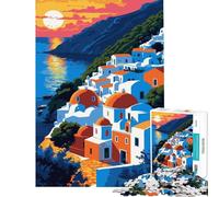 Puzzle per adolescenti da 1000 pezzi con illustrazione di un villaggio costiero al tramonto Aiuta ad allenare la mente decora la casa rilassati e gioca Adatto a persone dai 14 anni in su (38x52cm)