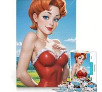 Puzzle per adolescenti da 1000 pezzi con illustrazione di una pin-up dai capelli rossi Gioco rilassante per genitori e figli sfida unica 38x26cm