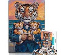 Puzzle per adolescenti da 1000 pezzi con la famiglia delle tigri, giochi divertenti per la famiglia, attività divertenti a casa, regalo di compleanno, regali da viaggio (75x50cm)