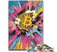 Puzzle per adolescenti da 1000 pezzi con logo Bitcoin, gioco intellettuale giocattolo che rafforza l'amore tra coppie dai 14 anni in su, 50x75cm