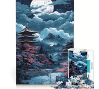 Puzzle per adolescenti da 1000 pezzi con luna e paesaggio giapponese gioco rompicapo attività divertenti da fare a casa regalo per donne 50x75cm