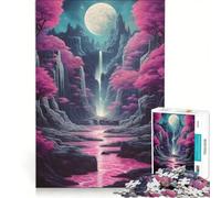 Puzzle per adolescenti da 1000 pezzi con luna piena al neon che sorge gioco rompicapo attività divertenti da fare a casa regalo per donne 50x75cm